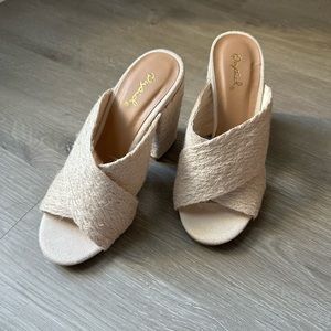 Beige Cross Strap Heals
